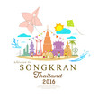 Songkran Festival Period of April, in the summer of Thailand with water vector illustration