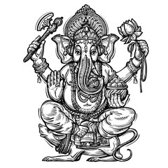 Hand drawn sketch vector illustration Ganesh Chaturthi