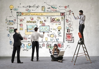creative team projecting a website