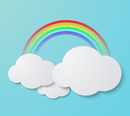 Wall Mural - vector modern rainbow with clouds background