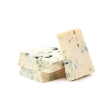 Pile Of Blue Cheese Slices Isolated