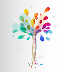 Wall Mural - colorful tree created from lines and leafs.