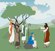 Bible illustration Jesus Explains Love to teachers of the law  baced on Mark 12:28-34