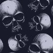 Grunge seamless pattern with skulls.