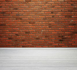 Wall Mural - room interior with brick wall and wood floor