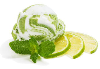 Ice cream with lime slices