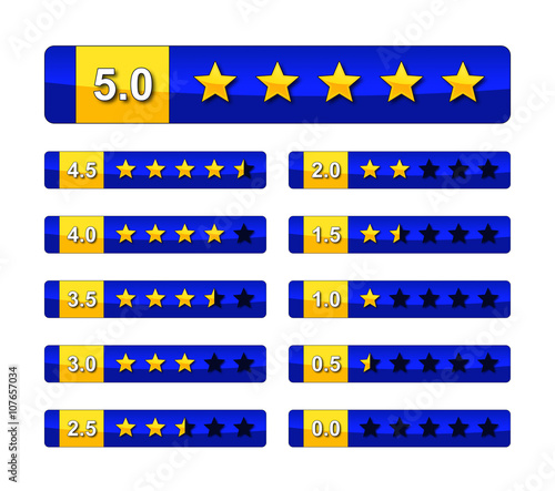 Fotografía Set 5 star rating - blue