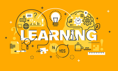 Wall Mural - thin line flat design banner for learning web page, exchange and development of ideas and knowledge.