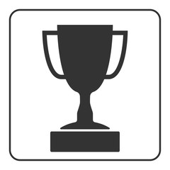 Wall Mural - Trophy cup icon. Award sport trophy. Symbol of winner, competition, reward and champion best, prize. Victory emblem. Gray sign in frame on white background. Isolated design element Vector illustration