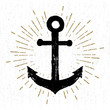 Hand drawn vintage icon with a textured anchor vector illustration.