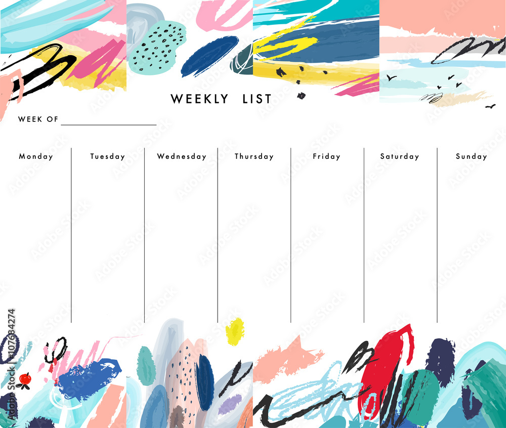 Weekly Planner Template. Organizer and Schedule with place for Notes ...