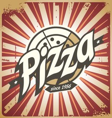 Wall Mural - Retro pizza sign, poster, template or pizza box design