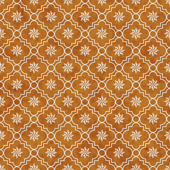 Wall Mural - Orange and White Eight Pointed Pinwheel Star Symbol Tile Pattern