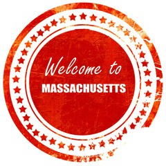 Welcome to masschusetts, grunge red rubber stamp on a solid whit