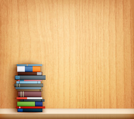 Wall Mural - books on wooden shelf