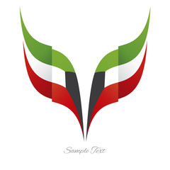 Abstract Kuwait eagle flag ribbon logo white background