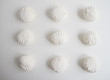 Top view of Latvian marshmallovs - zefiri on white background