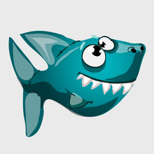 Cute Toothy Blue Fish Shark With Big Eyes