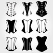 Corset silhouette set, corset icon set