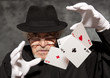 Magician show with playing cards