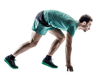 Wall Mural - man runner jogger running isolated