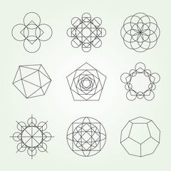 Wall Mural - Sacred geometry vector symbols and elements set