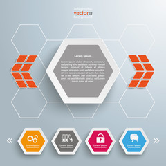 Wall Mural - Infografik mit Wabenstruktur und bunten Hexagonen