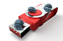 Digital Safety Concept Computer Bug On Usb Stick, 3D Illustratio