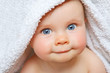 canvas print picture - baby under a towel