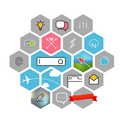 Poster - Modern web and mobile application pictograms collection. Color l