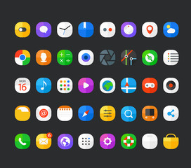 Aufkleber - Different modern smartphone application icons set. Vector flat d