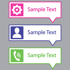 Wall Mural - speech bubble frames with icons. colorful infographic design template with space for you text. vecto