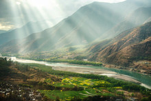 A Famous Bend Of Yangtze River In Yunnan Province, China, First