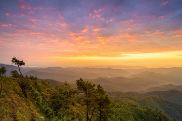 Wall Mural - Beautiful sunrise mountain landscapes