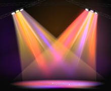 Background Image Of Spotlights With Stage In Color 