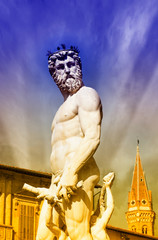 Wall Mural - The Neptune statue in piazza della signoria in Florence