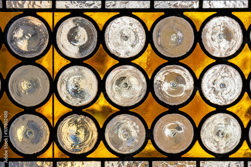 Naklejka - mata magnetyczna na lodówkę multicolored stained glass window with circural blocks