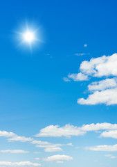 Wall Mural - sun at clear blue sky with copy space