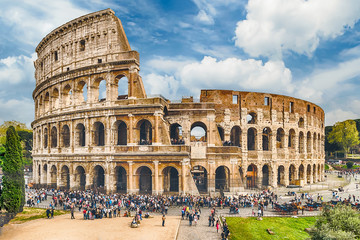 Fototapete - View over the Flavian Amphitheatre, aka Colosseum in Rome, Italy