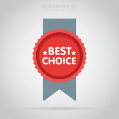 Canvas Print - Winner medal badge  isolated vector in flat design style. Colorful winner badge or label. First place.