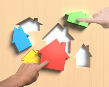 Different Houses Suit House Shape Holes Board With Hands Assembl