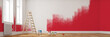 canvas print picture - Rote Wand bei Renovierung im Raum