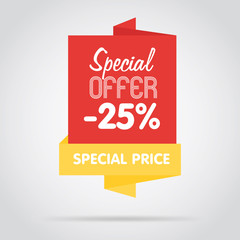 Wall Mural - badge isolated vector in flat design style. special offer badge or label.