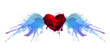 Heart with wings made of colorful grunge splashes
