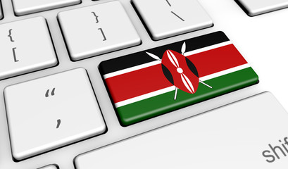 Wall Mural - Kenya Flag Computer Keyboard