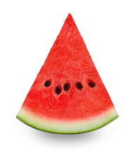 Fresh Watermelon Slice Isolated On White Background.