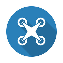 Wall Mural - flat white drone quadcopter web icon with long drop shadow on bl