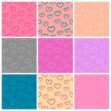 Set Of Simple Doodle Pattern With Hearts