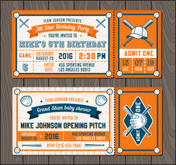 Vector Baseball Event Invites set 2