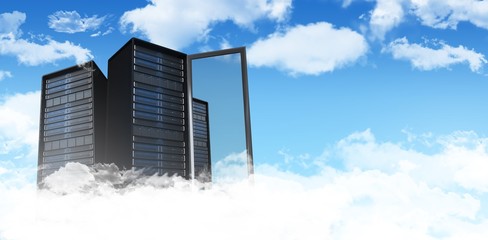 Wall Mural - composite image of server tower